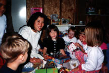 Unwrapping all her presents...